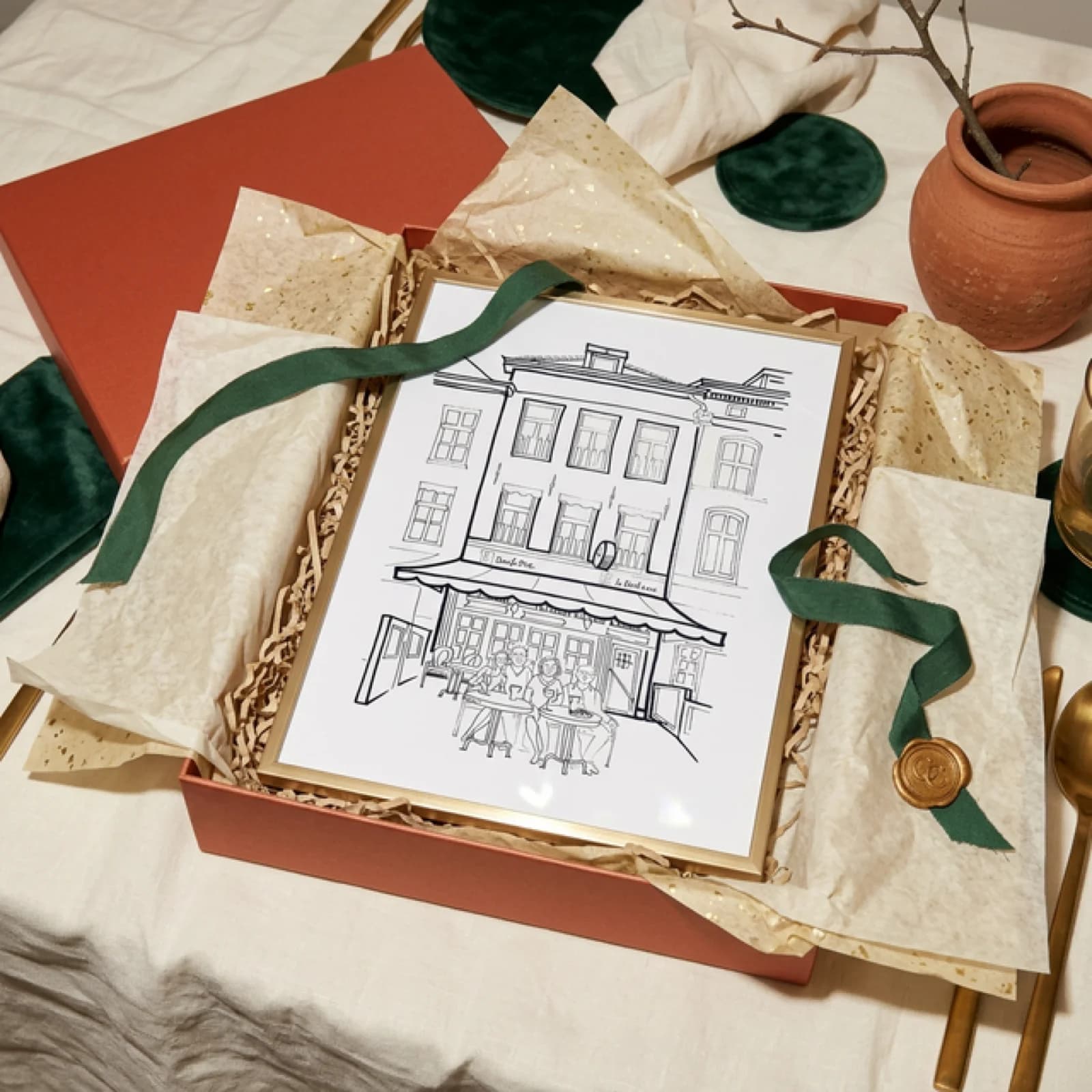 Een ingelijst Casa Colori huisportret als persoonlijk cadeau