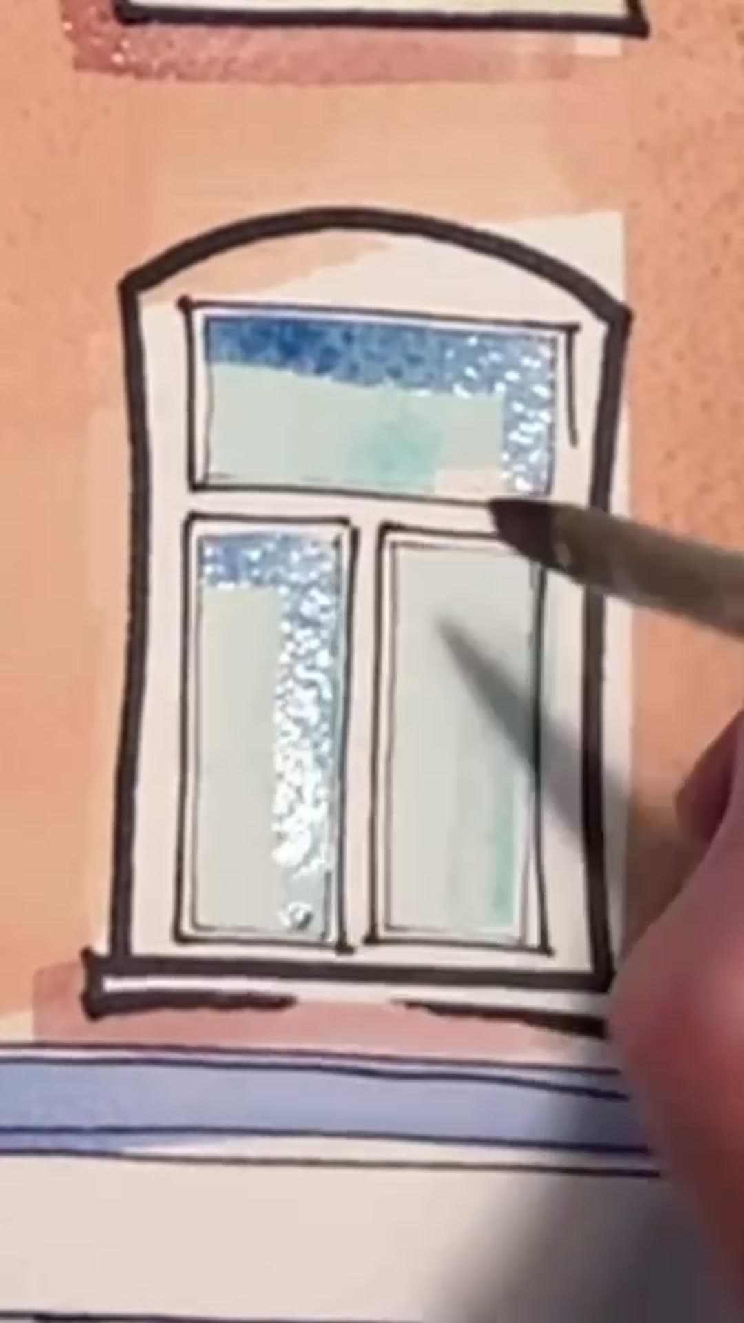 Detail van het schilderen van een aquarelportret met penseel en pigment