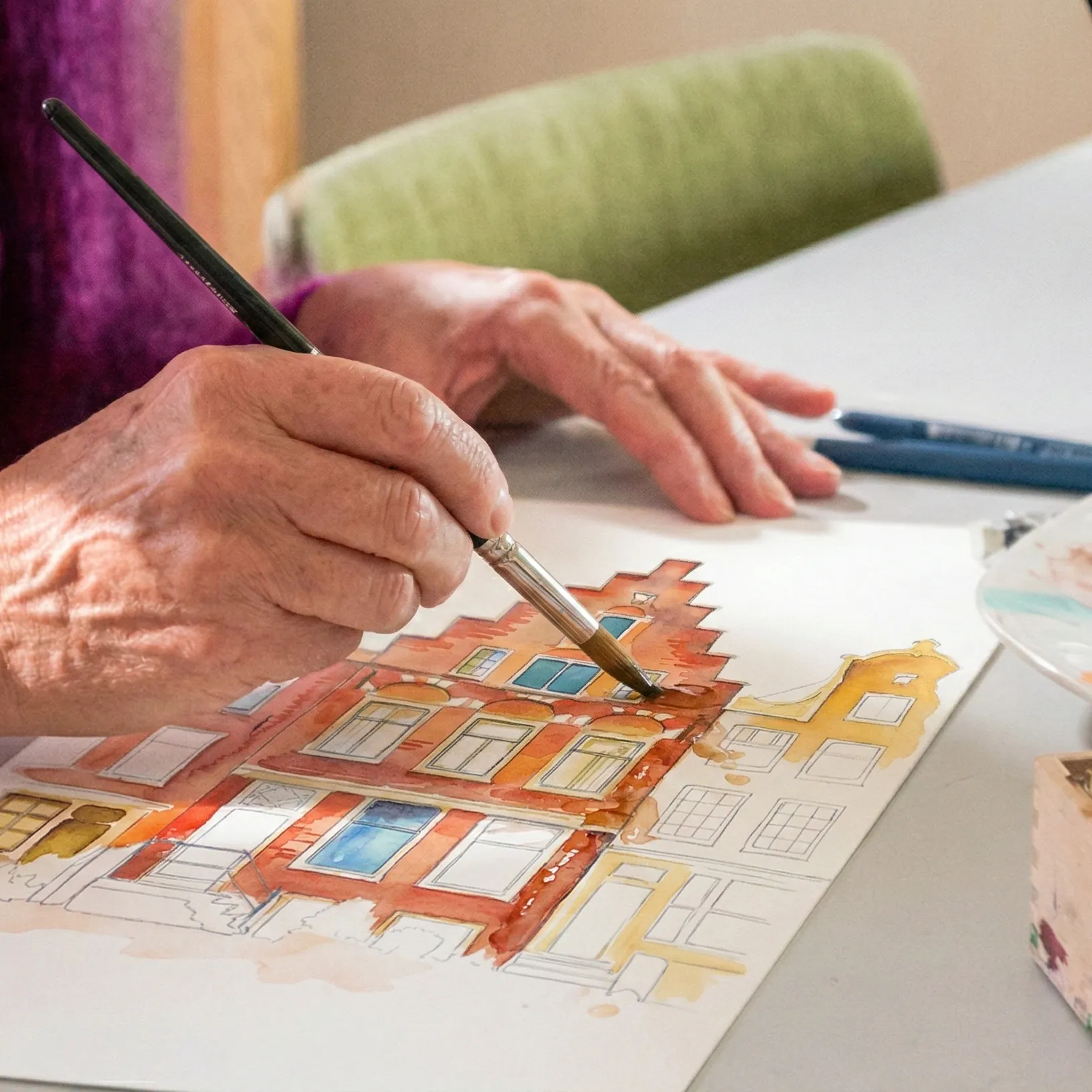 Met de hand in aquarel